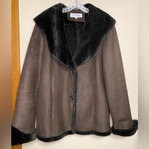 Calvin Klein Faux Fur Suede Coat